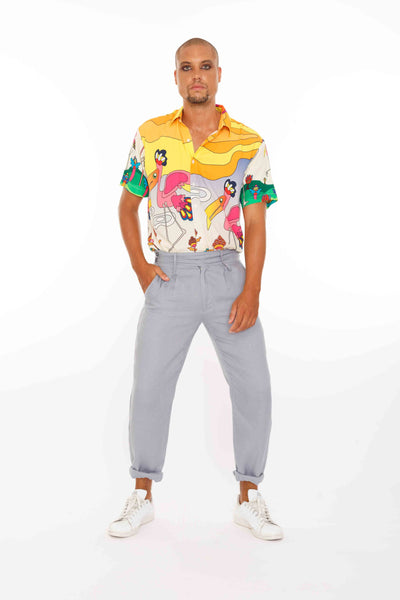 Santi Pants - Light Blue Print