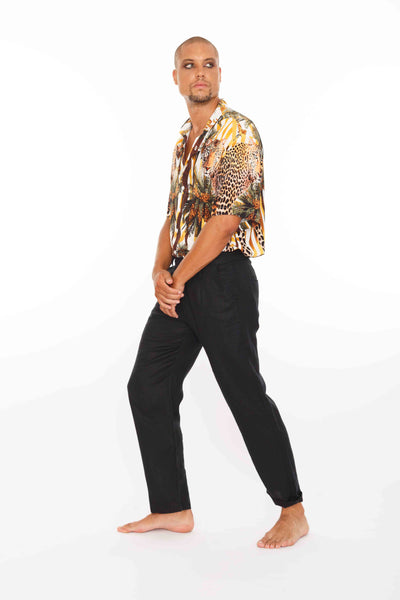 Men's Short Sleeved Shirt - Cheetah Print