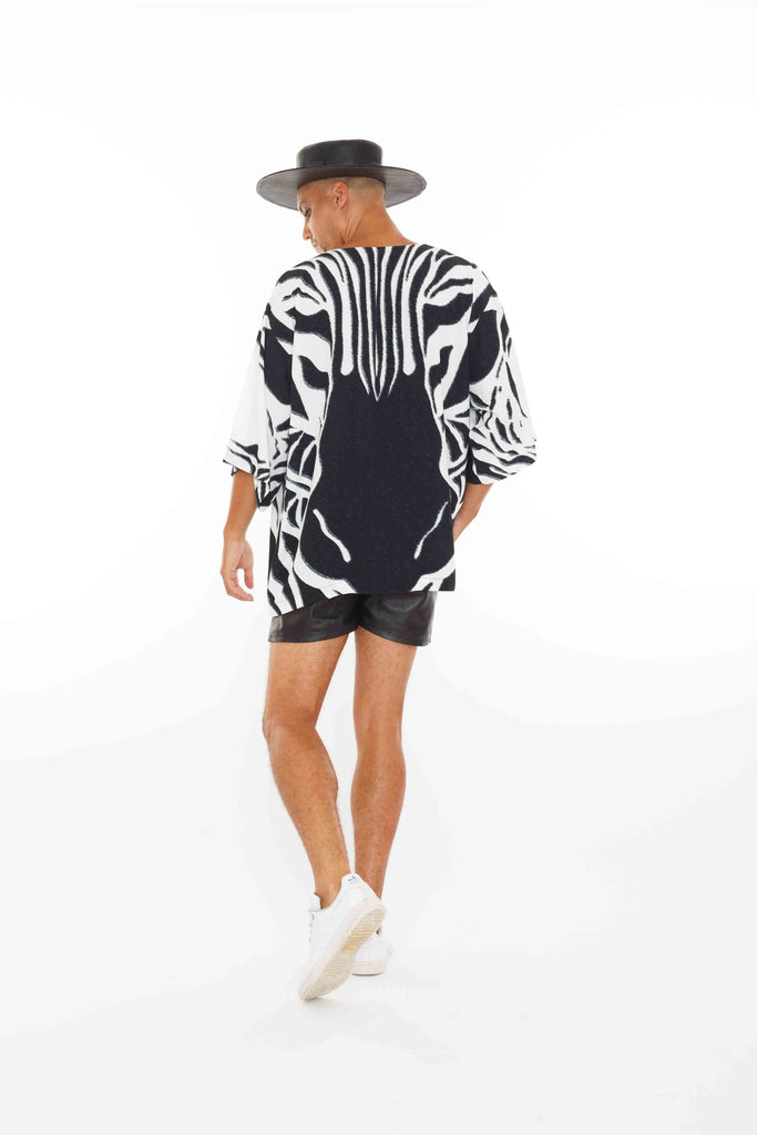 Zebra Rint Small Danny Short Kimono - Zebra Print – Mauricio Alpizar Fashion