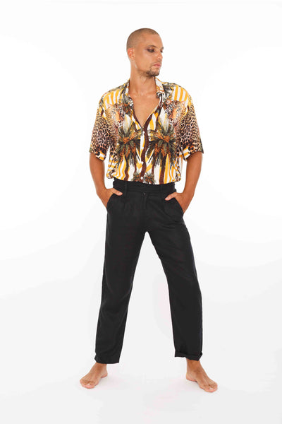 Men's Short Sleeved Shirt - Cheetah Print